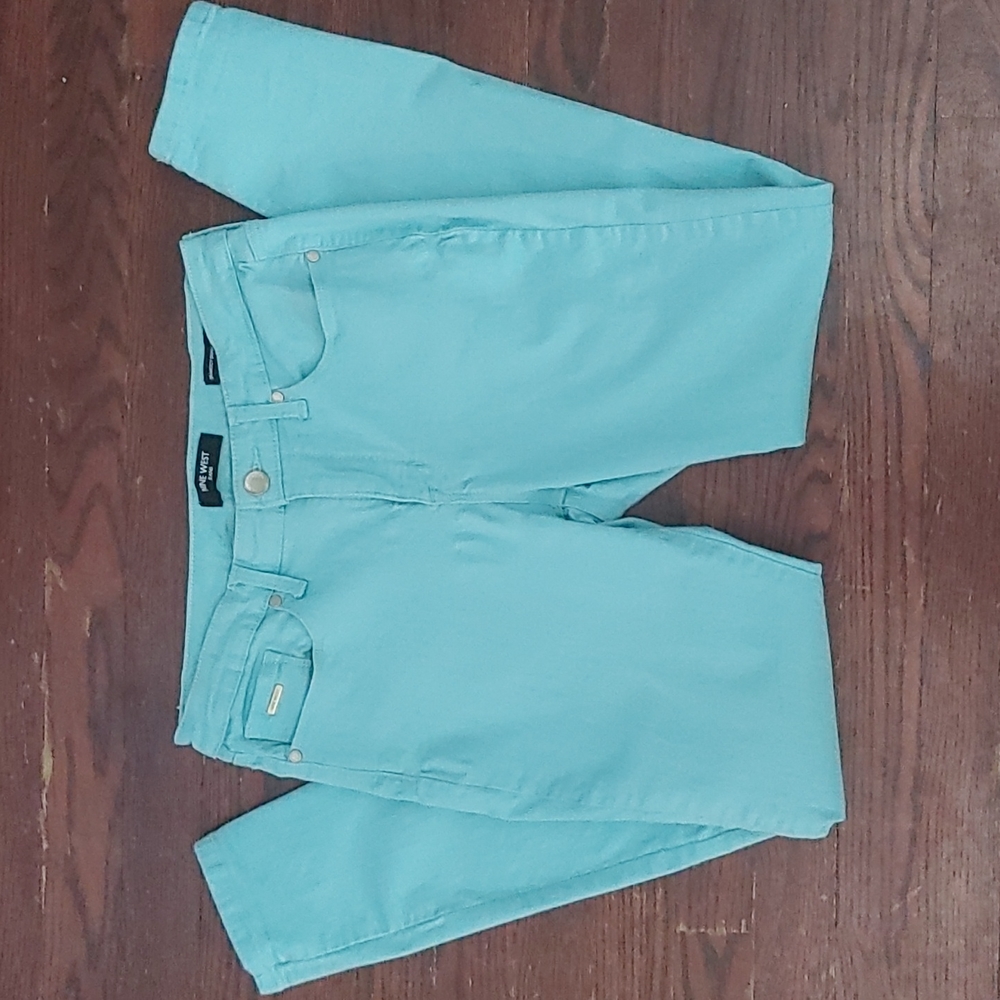 Nine West Grammercy Skinny Ankle Jeans Aqua Blue Sz 8